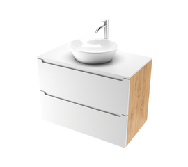 Тумба для ванной комнаты ЗОВ Эридан, белая столешница, Белый мат/Дуб 80