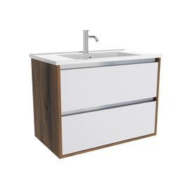 Тумба для ванной комнаты ЗОВ Парма, с раковиной, Аттик/Белый мат-A 60