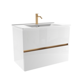 Тумба для ванной комнаты ЗОВ Лира, с раковиной, Белый глянец 70