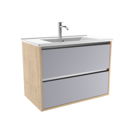 Тумба для ванной комнаты ЗОВ Парма, с раковиной, Сталь/Каштан 70