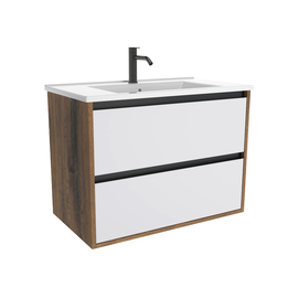 Тумба для ванной комнаты ЗОВ Парма, с раковиной, Аттик/Белый мат-B 60