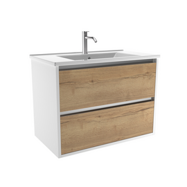 Тумба для ванной комнаты ЗОВ Парма, с раковиной, Белый/Галифакс 90