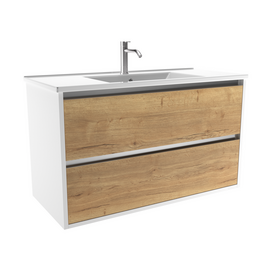 Тумба для ванной комнаты ЗОВ Парма, с раковиной, Белый/Галифакс 100