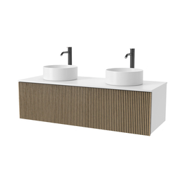 Тумба для ванной комнаты ЗОВ Кито, белая столешница, Белый/Тростник 120