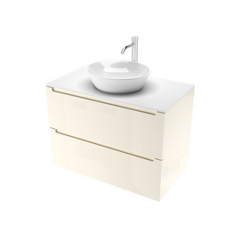 Тумба для ванной комнаты ЗОВ Дион, белая столешница, Беж глянец 60