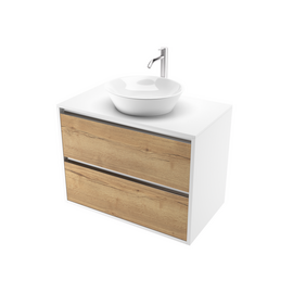 Тумба для ванной комнаты ЗОВ Парма, белая столешница, Белый/Галифакс 100