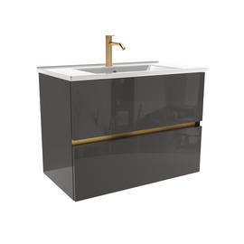 Тумба для ванной комнаты ЗОВ Лира, с раковиной, Грифель глянец 80