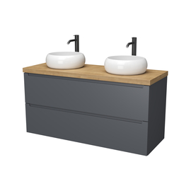 Тумба для ванной комнаты ЗОВ Дион, столешница туя, Графит мат 120