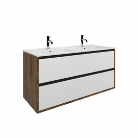 Тумба для ванной комнаты ЗОВ Парма, с раковиной, Аттик/Белый мат-B 120