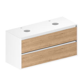 Тумба для ванной комнаты ЗОВ Парма, белая столешница, Белый/Галифакс 120