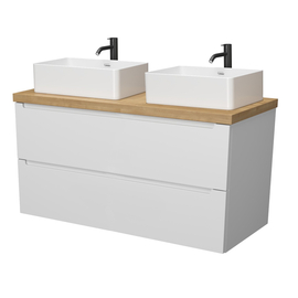 Тумба для ванной комнаты ЗОВ Дион, столешница туя, Белый мат 120