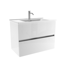 Тумба для ванной комнаты ЗОВ Лира, с раковиной, Белый глянец 90, алюминий