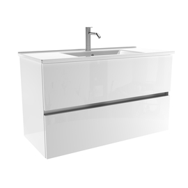 Тумба для ванной комнаты ЗОВ Лира, с раковиной, Белый глянец 100, алюминий