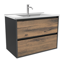 Тумба для ванной комнаты ЗОВ Парма, с раковиной, Антрацит/Аттик 80