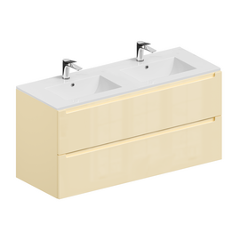 Тумба для ванной комнаты ЗОВ Дион, с раковиной, Беж глянец 120
