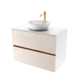 Тумба для ванной комнаты ЗОВ Лира, белая столешница, Тальк 70