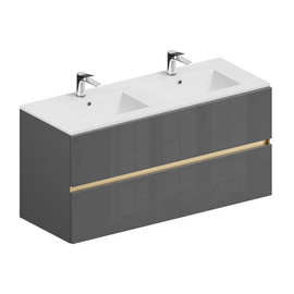 Тумба для ванной комнаты ЗОВ Лира, с раковиной, Грифель глянец 120