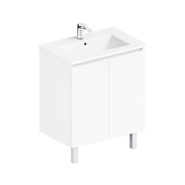 Тумба для ванной ЗОВ Монови, с раковиной, на ножках, Белая 60