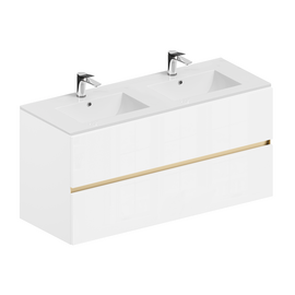 Тумба для ванной комнаты ЗОВ Лира, с раковиной, Белый глянец 120