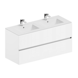 Тумба для ванной комнаты ЗОВ Лира, с раковиной, Белый глянец 120, алюминий