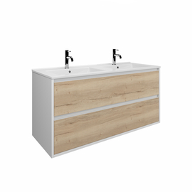 Тумба для ванной комнаты ЗОВ Парма, с раковиной, Белый/Белый галифакс 120