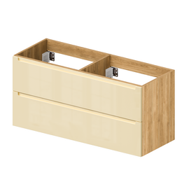 Тумба для ванной комнаты ЗОВ Дион, под раковину, Беж глянец/Дуб 120