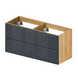 Тумба для ванной комнаты ЗОВ Дион, под раковину, Графит глянец/Дуб 120