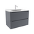 Тумба для ванной комнаты ЗОВ Дион, с раковиной, Графит мат 60 Тумба для ванной комнаты ЗОВ Дион, с раковиной, Графит мат 60