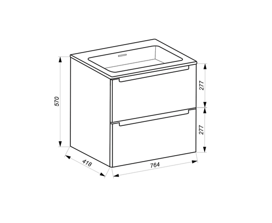 Тумба для ванной комнаты ЗОВ Эридан, белая столешница, Белый мат/Дуб 80