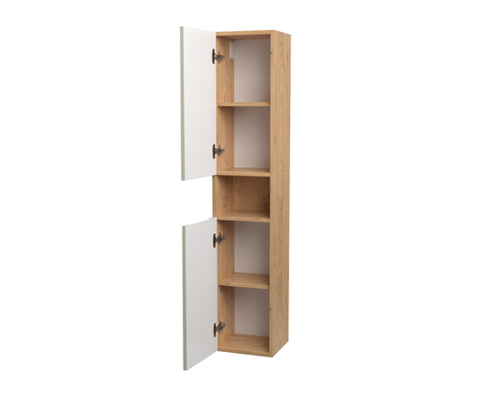 Шкаф-пенал для ванной комнаты ЗОВ Дион, Беж глянец/Дуб 150 Шкаф-пенал для ванной комнаты ЗОВ Дион, Беж глянец/Дуб 150