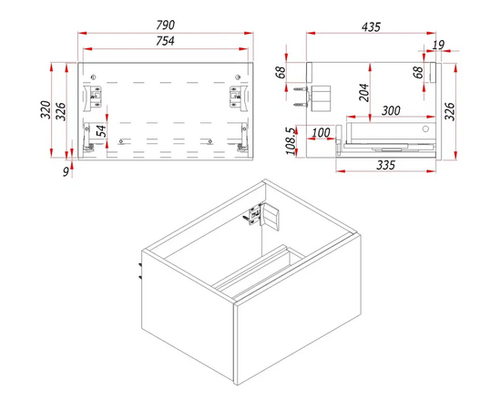 Тумба для ванной комнаты ЗОВ Кито-2, под столешницу, Аттик/Белый мат 80 - Изображение 6 Тумба для ванной комнаты ЗОВ Кито-2, под столешницу, Аттик/Белый мат 80 - Изображение 6