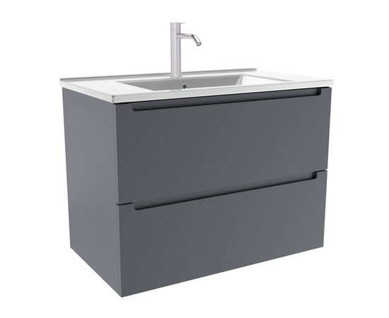 Тумба для ванной комнаты ЗОВ Дион, с раковиной, Графит мат 70 Тумба для ванной комнаты ЗОВ Дион, с раковиной, Графит мат 70