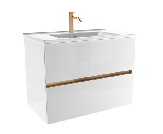 Тумба для ванной комнаты ЗОВ Лира, с раковиной, Белый глянец 80