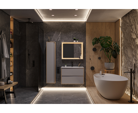 Тумба для ванной комнаты ЗОВ Парма, с раковиной, Сталь/Каштан 60 - Изображение 3