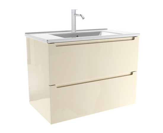 Тумба для ванной комнаты ЗОВ Дион, с раковиной, Беж глянец 60