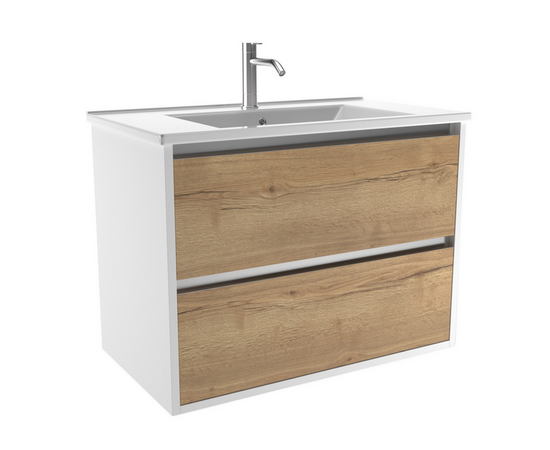 Тумба для ванной комнаты ЗОВ Парма, с раковиной, Белый/Галифакс 80