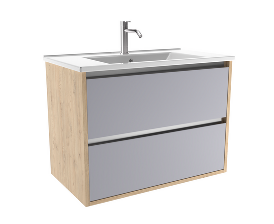 Тумба для ванной комнаты ЗОВ Парма, с раковиной, Сталь/Каштан 70