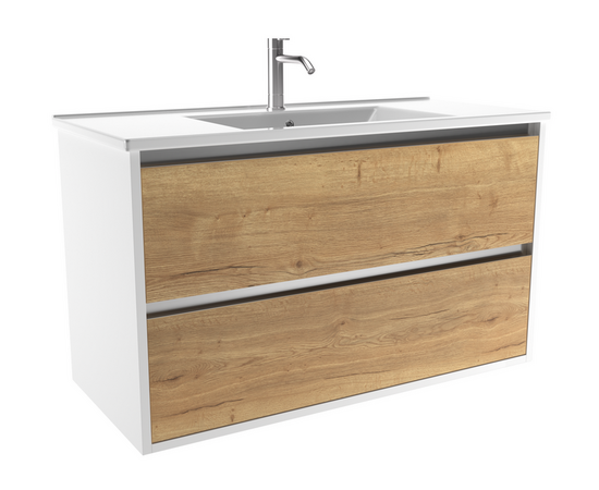 Тумба для ванной комнаты ЗОВ Парма, с раковиной, Белый/Галифакс 100