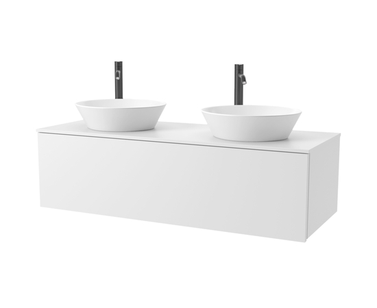 Тумба для ванной комнаты ЗОВ Кито, белая столешница, Белый мат 120