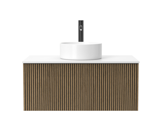Тумба для ванной комнаты ЗОВ Кито, белая столешница, Белый/Тростник 100