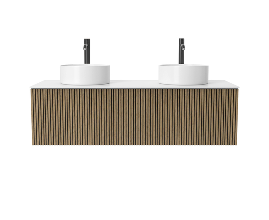 Тумба для ванной комнаты ЗОВ Кито, белая столешница, Белый/Тростник 120 Тумба для ванной комнаты ЗОВ Кито, белая столешница, Белый/Тростник 120