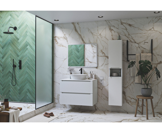 Тумба для ванной комнаты ЗОВ Дион, белая столешница, Белый мат 100 - Изображение 3 Тумба для ванной комнаты ЗОВ Дион, белая столешница, Белый мат 100 - Изображение 3