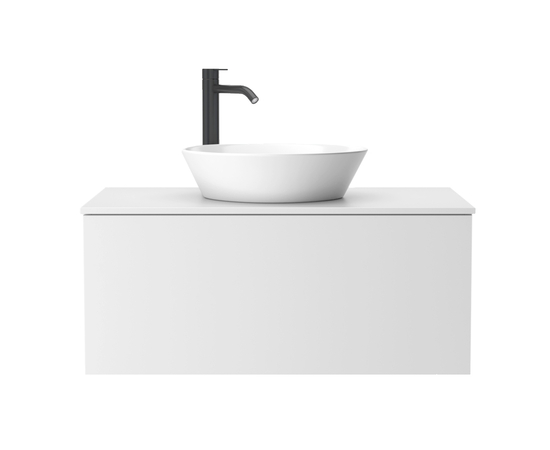 Тумба для ванной комнаты ЗОВ Кито, белая столешница, Белый мат 100