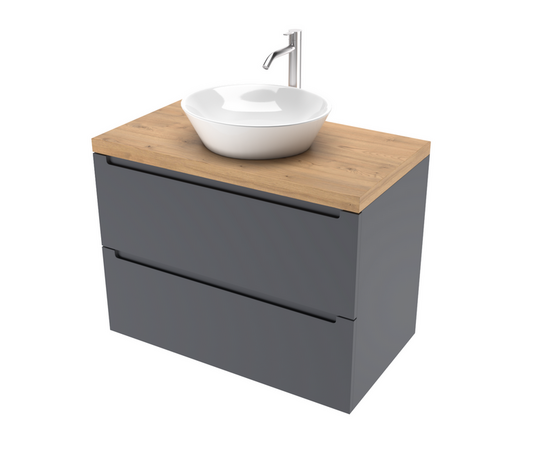 Тумба для ванной комнаты ЗОВ Дион, столешница туя, Графит мат 80 Тумба для ванной комнаты ЗОВ Дион, столешница туя, Графит мат 80