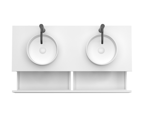 Тумба для ванной комнаты ЗОВ Кито-2, белая столешница, Аттик/Белый мат 120 - Изображение 2 Тумба для ванной комнаты ЗОВ Кито-2, белая столешница, Аттик/Белый мат 120 - Изображение 2