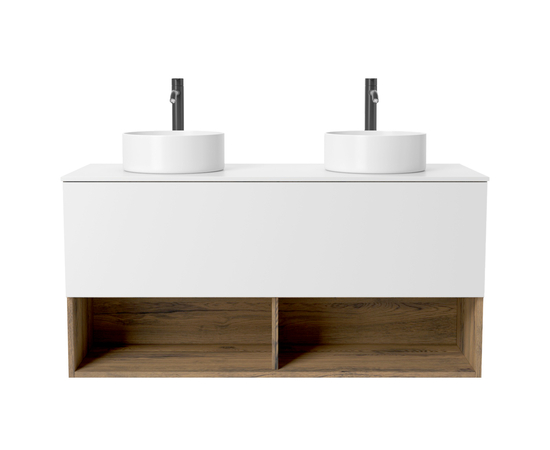 Тумба для ванной комнаты ЗОВ Кито-2, белая столешница, Аттик/Белый мат 120 Тумба для ванной комнаты ЗОВ Кито-2, белая столешница, Аттик/Белый мат 120