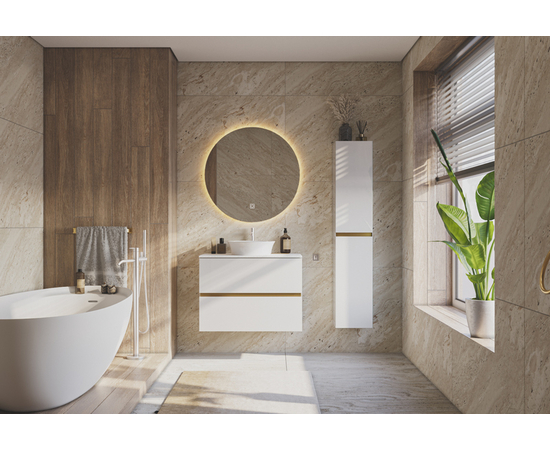 Тумба для ванной комнаты ЗОВ Лира, белая столешница, Белый глянец 60 - Изображение 3 Тумба для ванной комнаты ЗОВ Лира, белая столешница, Белый глянец 60 - Изображение 3