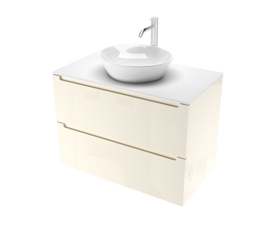 Тумба для ванной комнаты ЗОВ Дион, белая столешница, Беж глянец 70 Тумба для ванной комнаты ЗОВ Дион, белая столешница, Беж глянец 70
