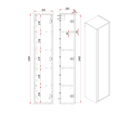 Шкаф-пенал для ванной комнаты ЗОВ Парма, Сталь/Каштан 150 - Изображение 3 Шкаф-пенал для ванной комнаты ЗОВ Парма, Сталь/Каштан 150 - Изображение 3