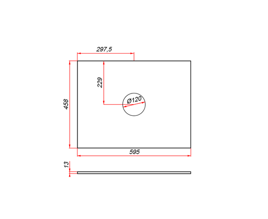Столешница компакт-плита 13 Белая, 1 вырез, 595х458 мм - Изображение 3